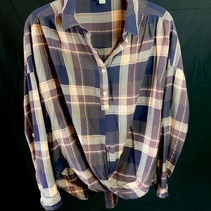 Plaid cross front flannel